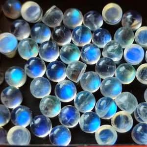 Cabujón de piedra lunar de 6mm con parte posterior plana, forma redonda, piedra lunar suelta, piedras preciosas de Fuego Azul, piedra lunar arcoíris suave, cabujón de piedra cortada - Product Image 1