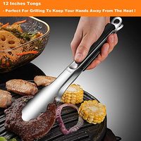 Pince moderne en métal couleur noir et argent, idéale pour les ustensiles de cuisine, la maison et les outils et gadgets de table.
