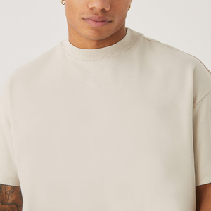 Camisetas de lujo personalizadas Camiseta de algodón para hombre Streetwear Oversized Rib Crewneck Drop Shoulder Heavyweight 280gsm camiseta para hombres - Product Image 2