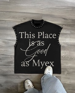 Débardeur sans manches délavé à l'acide vintage pour hommes imprimé sur mesure Streetwear gilet tricoté décontracté et t-shirt - Product Image 4