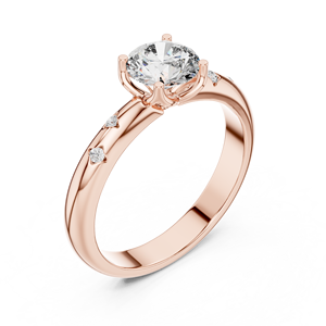 Bague solitaire élégante en diamant de laboratoire 1 carat avec pierres serties, en or rose 18 carats plaqué rhodium, certifiée IGI, pour mariage, fiançailles, soirée - Product Image 1