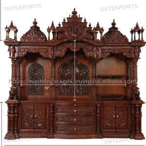 Jaïnisme Mandir personnalisé en bois de teck aspect marbre or blanc grande taille en bois Pooja Ghar DST exportations vente de temple pliable USA - Product Image 5