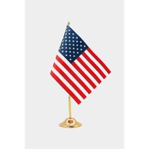 Drapeau de table de luxe des États-Unis, imprimé numériquement sur tissu, avec mât en aluminium - Product Image 1