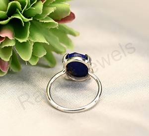 Lapis Lazuli แหวน10X14มม. วงรี10X14มม. ง่าม925เงินสเตอร์ลิงตลอดไปเงินสเตอร์ลิงเครื่องประดับงานแต่งตามสั่ง - Product Image 5