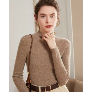 Pulls tricotés décontractés pour femmes 2025 Automne Hiver Pull à col roulé Couleur solide Logo avant chaud - Product Image 1