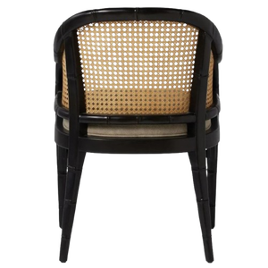 Miurea Modern Rattan Dining <b>Chair</b> with Solid Wood Legs Microfiber Cushion Black Finish - Product Image 3