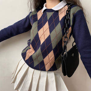 Chandail Argyle pour femme de grande taille, meilleur design, top tendance, respirant, style parfait pour l'automne/hiver - Product Image 5