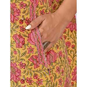 Vestido de Dormir 100% Algodón con Estampado Jaal Hecho a Mano, Camisón Suave Tejido con Diseño Floral y Botones, ODM 3XL para Damas de Honor - Product Image 2