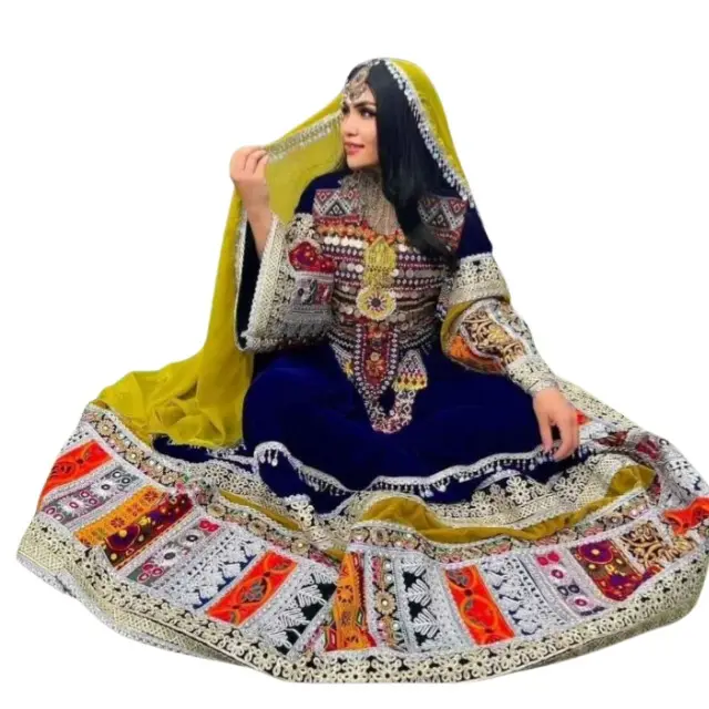 2024 Latest Arrival New Design Ladies Fashion Wear Afghan Women Dresses Premium Quality Long Sleeve Traditional Afghani Dress