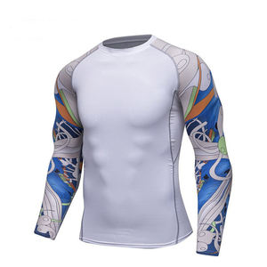 Chemises d'entraînement serrées ODM Logo personnalisé hommes vêtements de sport adultes Fitness Gym porter Rash Guard Rashguard vêtements de sport mince pour hommes - Product Image 4