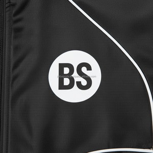 plus size Premium 210GSM nylon polyester windbreaker set <b>lightweight</b> waterproof <b>black</b> color contrast piping Windbreaker Set - Product Image 6