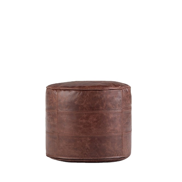 Handmade Magic Box Home Decoration Accessories White Decor Brown Pouf Handmade Leather Pouf Footstool