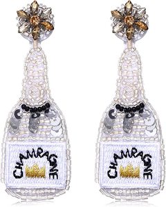 Pendientes de cuentas de perlas blancas de estilo étnico bohemio, joyería colgante en forma de botella de oro hecha a mano para ropa de fiesta, pendientes de moda - Product Image 1