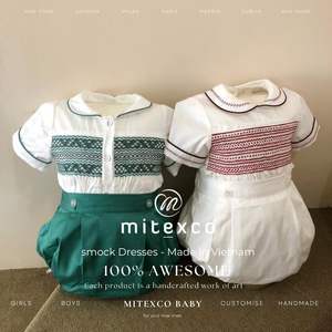 L'usine du Vietnam MITEXCO propose des robes smockées pour filles et des ensembles de garçons brodés à la main pour les commandes personnalisées en gros - Product Image 1