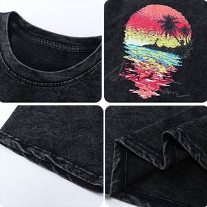 T-shirts pour hommesVente en gros de haute qualité 100% coton 230G impression lavage aux enzymes épaule tombante poids lourd Hiphop surdimensionné personnalisé unisexe - Product Image 3