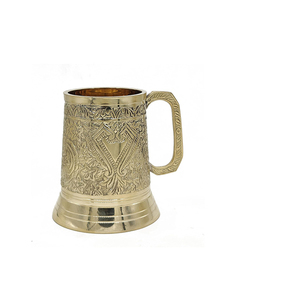 Juego de Jarra de Latón Grabada de Primera Calidad con Asa |   Vajilla Decorativa de Estilo Medieval Vintage, Regalo Coleccionable de Lujo Premium - Product Image 1