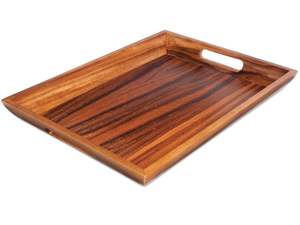 Bandeja de Madera para Servir con Asas, Bandeja para Comida y Bebidas para Mesa de Centro, Desayuno, Cena y Bar, Bandeja Decorativa Rústica para Almacenamiento - Product Image 2