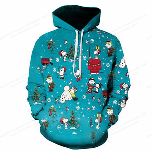 Linda 2025 Women's <b>Christmas</b> New Snowman Printed <b>Hoodie</b> Long Sleeve Splicing Loose Fit with Pockets Fleece for Winter - Product Image 1