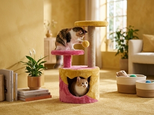 High Quality Amistar WhiskerWay Summit with Wood Material 3 Levels Durable <b>Cats</b> Small Animals All Sizes Carton - Product Image 2