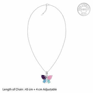จี้รูปผีเสื้อสีเงินหลากสี สร้อยคอแฟชั่น สไตล์ศาสนา โลหะผสม สแตนเลส ประดับเพชรและมุก สำหรับผู้หญิงและเด็กในงานปาร์ตี้ - Product Image 4