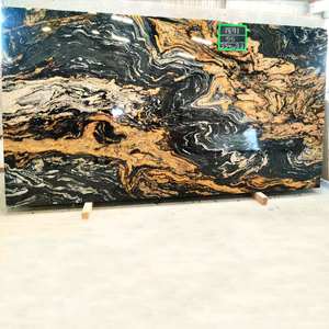 Natural Black Taurus Magma con vetas de oro Matriz de granito Losas de granito de titanio Black Fusion Cosmic Gold Granite - Product Image 4