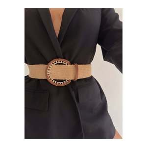 Cinturón Elástico de Paja con Hebilla Tejida para Mujer, Cinturón para Chaqueta, Cinturón para Camisa, Cinturón para Vestido - TABA - Product Image 2
