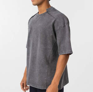 Fabricantes de logotipo personalizado serigrafiado gráfico peso pesado 100% algodón camiseta cuello redondo de gran tamaño suelta camiseta para hombres - Product Image 2