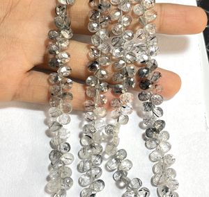 ลูกแพร์พลอยสีดำธรรมชาติลูกแพร์ทรงอัลมอนด์ลูกปัดพลอยสอบเทียบสำหรับทำเครื่องประดับลูกปัดหิน - Product Image 4