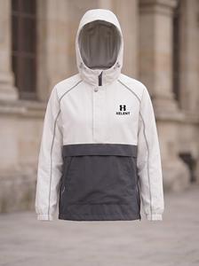 Anorak long blanc doux et anthracite, anorak Ripstop personnalisé avec logo OEM, streetwear unisexe fabriqué en usine - Product Image 3