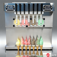 Distributeur de crème glacée molle à 6 saveurs, 4 saveurs, 7 saveurs, 5 réservoirs, buses, machine à crème glacée molle pour les entreprises