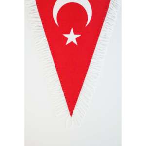 Premium Double Sided Crystal Satin Pennant <b>Banner</b> Triangle Cut White Fringed Trkiye Flag for Outdoor Usage - Product Image 2