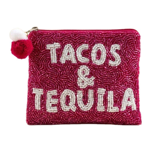 Porte-monnaie brodé pour femmes, mini sac à fermeture éclair avec motif de tacos et de tequila, broderie et couture, par MD HANDICRAFTS - Product Image 5