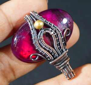 Collar con colgante de labradorita de fuego Rosa envuelto en cobre chapado en oro Idea de regalo espiritual hecha a mano para mujer incrustaciones de ajuste de bisel - Product Image 5