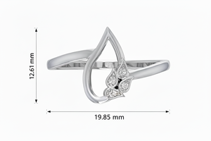 Anillo de Oro de 14K para Mujer con Forma de Hoja Natural y Cuatro Diamantes Redondos de Talla Brillante - Product Image 2