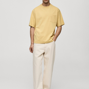 Camiseta Vintage Antiarrugas para Hombre, Ropa de Calle de Gran Tamaño Boxy Fit, 100% Algodón en Blanco, Camisetas de Gran Tamaño - Product Image 3