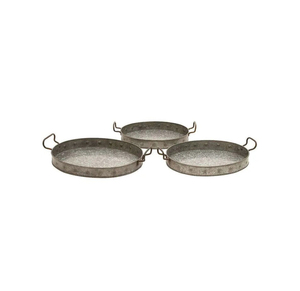Bandeja de servicio de metal galvanizado hecha a mano con asas de forma ovalada para cocina y mesa de comedor para servir alimentos y aperitivos - Product Image 4