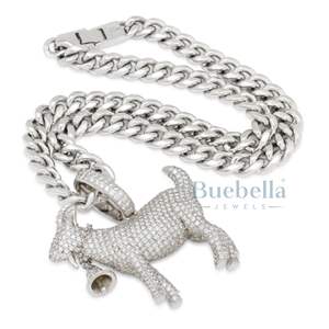 Big GOAT Pendant Necklace <b>Iced</b> <b>Out</b> 925 Silver Diamond Gold Plated Hip Hop <b>Chain</b> Notorious Inspired Rapper Style Jewelry for Men - Product Image 6