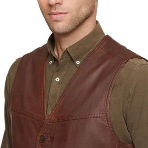 Chaleco de moto de cuero genuino para hombre 2022, la mejor calidad, transpirable, ajustado, diseño, cremallera oblicua, superventas, ropa exterior de invierno - Product Image 6