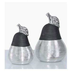 Plus grande qualité en aluminium métal poire forme de fruit argent fini sculpture salon et chambre décoration de table - Product Image 1