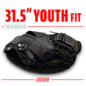 <b>Black</b> Golden Color Good Seller Highest Quality PU Leather Newest Catcher Right Handed Baseball Gloves BY AMAZING INDUSTRIES - Product Image 3