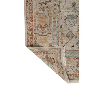 Tapis en laine afghane noué à la main Someplace in Time, motif médaillon, couleur ivoire, pour usage domestique - EA-3009 (Cs-04) - Product Image 5