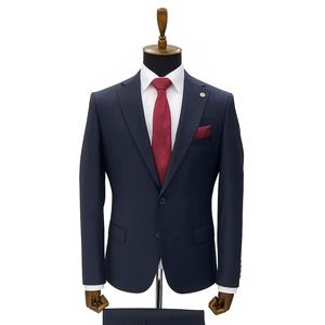 Costume trois pièces élégant pour homme, formel, pour mariage, smoking classique, coupe ajustée, noir, coton et élasthanne, veste, blazer, gilet, pantalon - Product Image 1