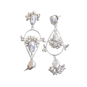 Boucles d'oreilles clous en laiton avec perles, vente en gros, pierre semi-précieuse naturelle, texture laiton mat, pièce tendance et affirmée, export en gros - Product Image 6