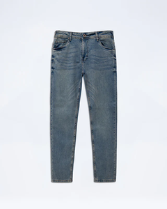 กางเกงยีนส์ผ้าเดนิมสไตล์วินเทจสีน้ำเงินสำหรับผู้ชายกางเกงทรงตรงแนวสตรีทแบบลำลองสำหรับ2025ผู้ผลิตชั้นนำในปากีสถาน - Product Image 1