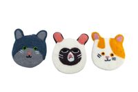 Sous-verres en feutre non tissé faits main avec motif de chat mignon, tapis absorbants, épaisseur de 1 cm, 10 cm de diamètre, toucher luxueux et doux, légers et écologiques