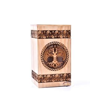 Urne funéraire artisanale en pin massif, motif Arbre de Vie, personnalisée, pour adulte, grande taille. - Product Image 6