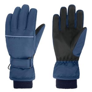 Guantes de esquí de invierno unisex, de poliéster, con aislamiento térmico, cierre de gancho y bucle, color azul - Product Image 1