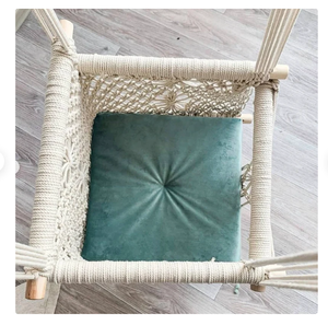 Columpio de macramé moderno para bebé, columpio doble de algodón teñido a mano, natural, estilo cuna, para dormir junto a la cama del bebé - Product Image 3