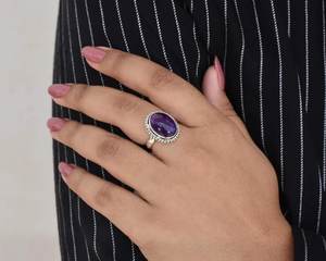Bague ovale en améthyste 12x16mm en argent sterling 925 faite à la main Bijoux en pierres précieuses Vente en gros Fournisseur Bague en argent - Product Image 2