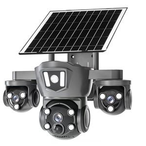 Caméra de sécurité solaire à triple objectif, sans fil, WiFi, IP66, PTZ, pour extérieur, avec panneau solaire - Product Image 1